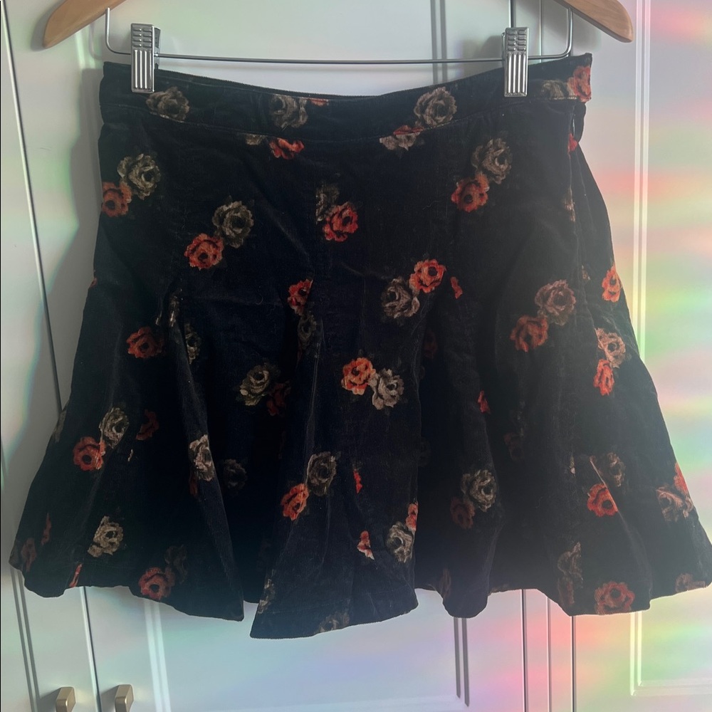 Free People Floral Black corduroy Skirt - Picture 2 of 5